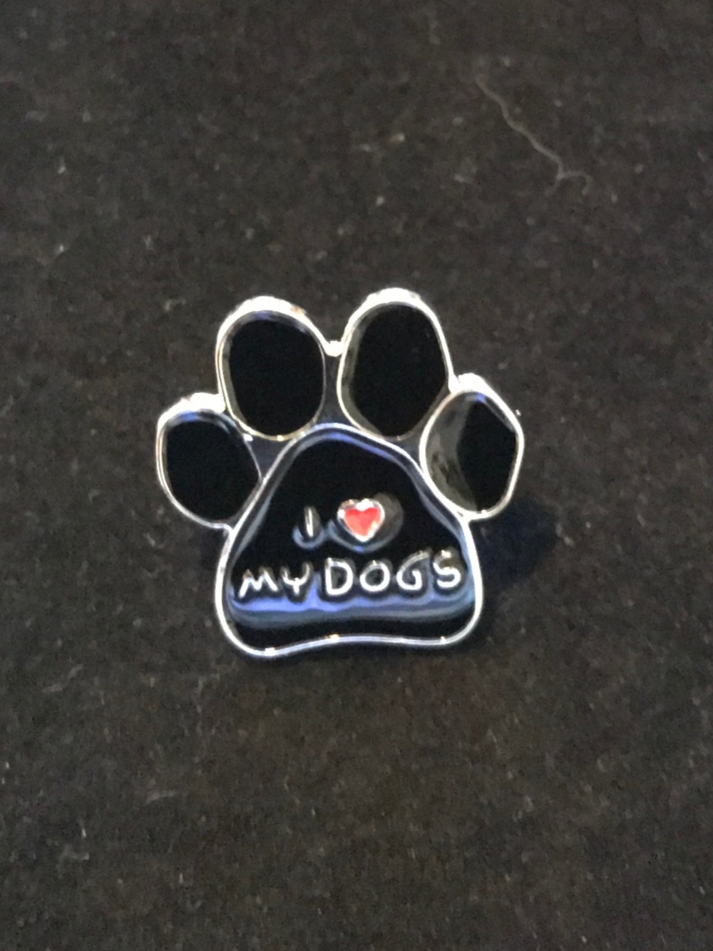 NWOT black dog paw print “I ❤️ my dogs” pin (pins: 1/$12, 2/$20)